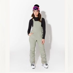 Halfdays Carson Bib Pant in sage green